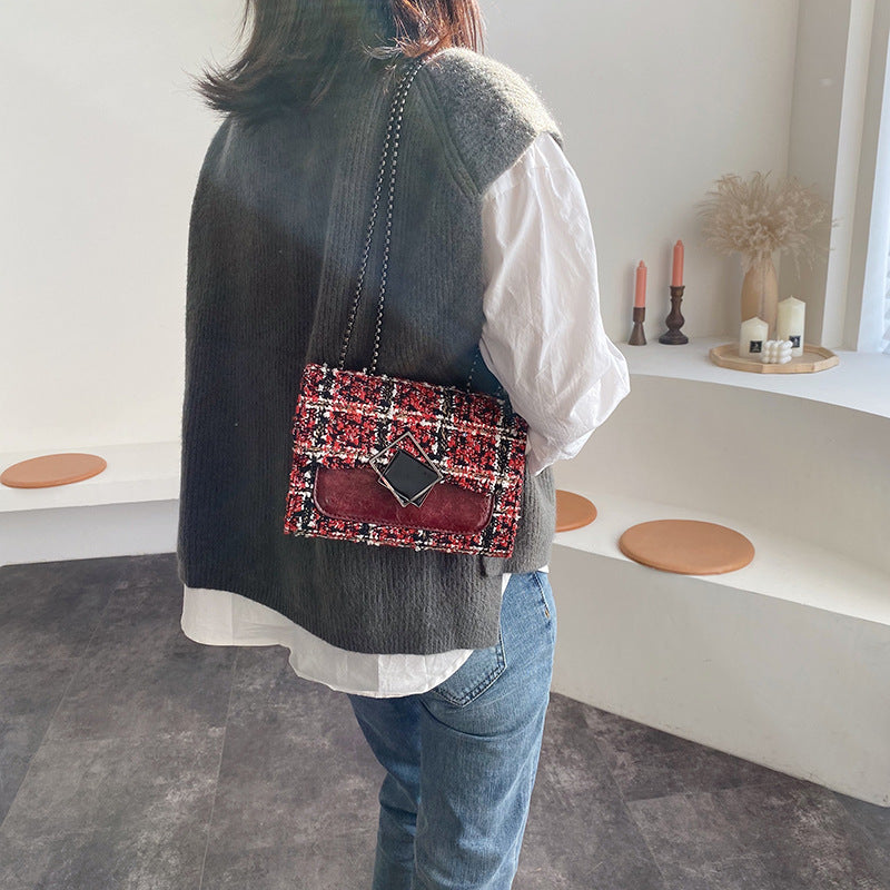 Chain Shoulder Messenger Bag All-Matching Woolen Small Square Bag