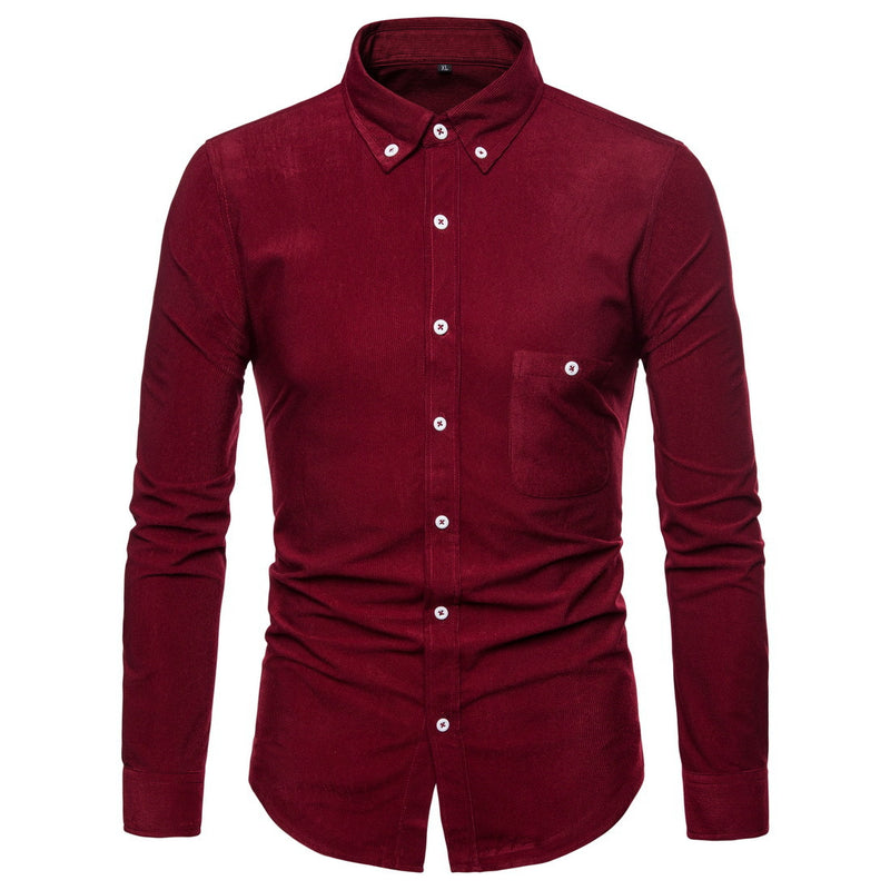 Men's Large Size Long-Sleeved Corduroy Shirt Fashionable Casual Shirt Men's Shirt