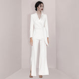 Women Pant Suit Uniform Designs Formal Style Office Lady Bussiness Attire High-End Business Suit White Waisted Small Blazer Wide Leg Trousers Two-Piece Suit