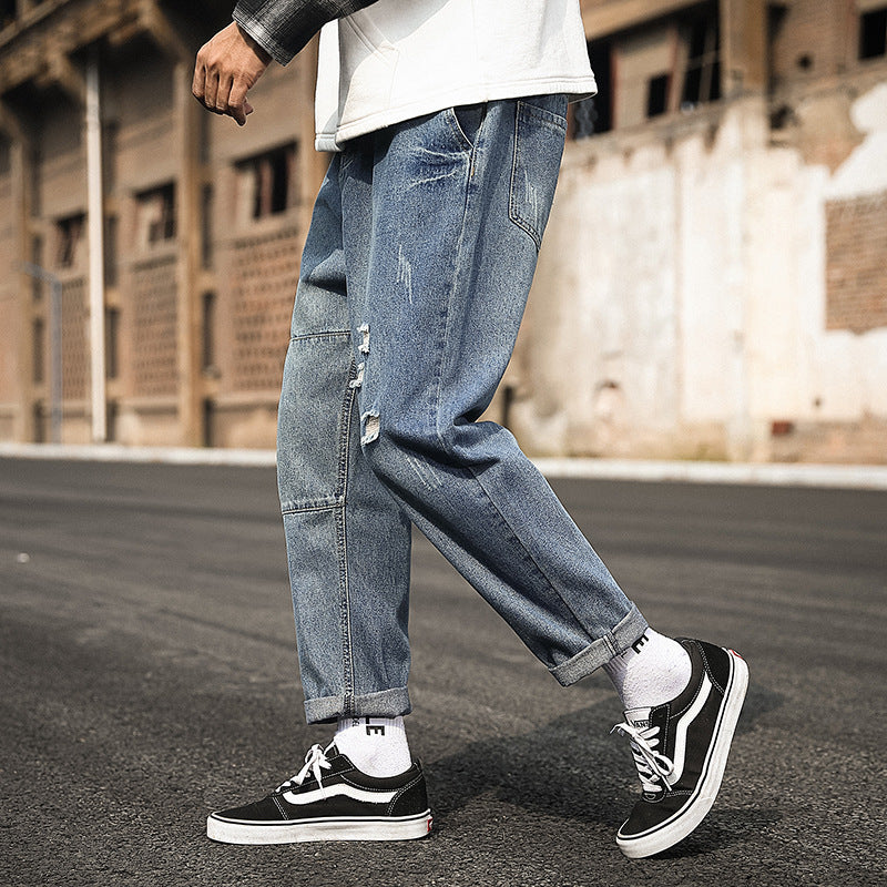 Autumn Jeans Men's Elastic Straight plus Size Loose Pants Men Pant