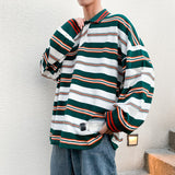Men Long Sleeve T-Shirts Striped Lapel