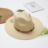 Fedora Hat Spring and Summer Straw Bell Jazz Top Hat Travel Vacation Sun-Proof Beach Hat