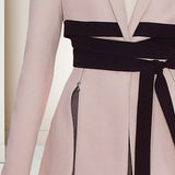Women Pants Suit Uniform Designs Formal Style Office Lady Bussiness Attire Autumn Lace-up Waist Mid-Long Slim Two-Piece Set Fashion Suit