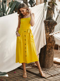 Green Fairycore Dress Solid Color Strap Dress Spring/Summer Temperament Commute Skirt