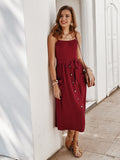Green Fairycore Dress Solid Color Strap Dress Spring/Summer Temperament Commute Skirt