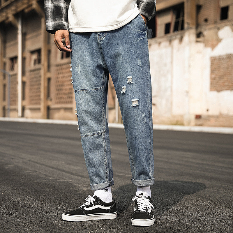 Autumn Jeans Men's Elastic Straight plus Size Loose Pants Men Pant