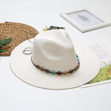 Fedora Hat Spring and Summer Straw Bell Jazz Top Hat Travel Vacation Sun-Proof Beach Hat