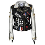 Graffiti PU Leather Jacket Punk Fashion Graffiti Rivet Biker's Leather Jacket