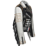 Graffiti PU Leather Jacket Punk Fashion Graffiti Rivet Biker's Leather Jacket