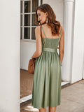 Green Fairycore Dress Solid Color Strap Dress Spring/Summer Temperament Commute Skirt