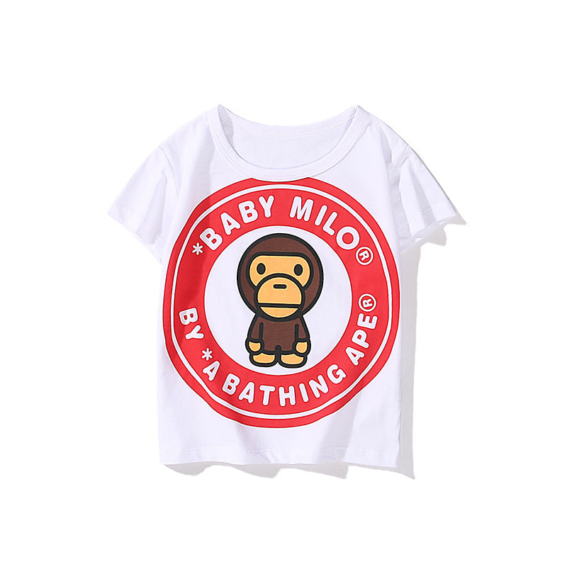 A Ape Print for Kids T Shirt Summer Children's Short-Sleeved Cotton T-shirt T-shirt