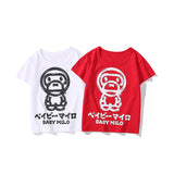 A Ape Print Baby Milo for Kids Shirt Spring and Summer Sketch Monkey Cartoon Young Children Short Sleeve Cotton T-shirt Short Sleeve