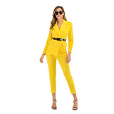 Women Pant Suit Uniform Designs Formal Style Office Lady Bussiness Attire Spring Long-Sleeve Suit Solid Color Suit Two-Piece Set