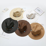 Fedora Hat Spring and Summer Straw Bell Jazz Top Hat Travel Vacation Sun-Proof Beach Hat