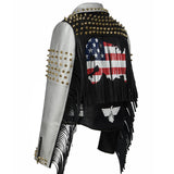 Graffiti PU Leather Jacket Punk Fashion Graffiti Rivet Biker's Leather Jacket