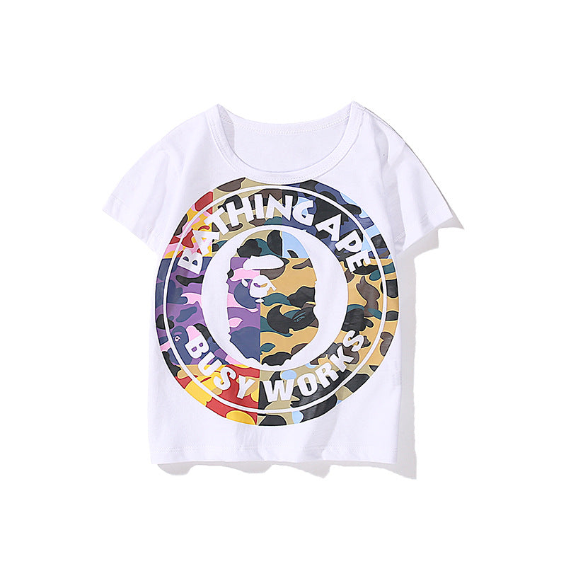 A Ape Print for Kids T Shirt Casual Cotton Short Sleeve T-shirt