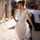 Bohemian Chic Wedding Dress Slim-Fit Tassel Dress