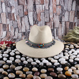 Fedora Hat Summer Women's Straw Hat Sun Protection Adjustable Top Hat Beach Travel Straw Hat