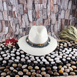 Fedora Hat Summer Women's Straw Hat Sun Protection Adjustable Top Hat Beach Travel Straw Hat