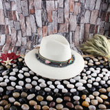 Fedora Hat Summer Women's Straw Hat Sun Protection Adjustable Top Hat Beach Travel Straw Hat