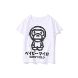 A Ape Print Baby Milo for Kids Shirt Spring and Summer Sketch Monkey Cartoon Young Children Short Sleeve Cotton T-shirt Short Sleeve