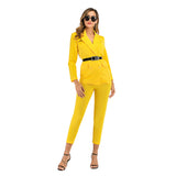 Women Pant Suit Uniform Designs Formal Style Office Lady Bussiness Attire Spring Long-Sleeve Suit Solid Color Suit Two-Piece Set