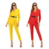 Women Pant Suit Uniform Designs Formal Style Office Lady Bussiness Attire Spring Long-Sleeve Suit Solid Color Suit Two-Piece Set