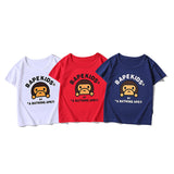 A Ape Print Baby Milo for Kids Shirt Cartoon Monkey Printing Boys and Girls Cotton Short Sleeve T-shirt