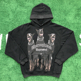 Present Letter Print Hoodie Represent Hell Hound Print Worn Looking Washed-out Hooded Sweater Loose Couple Hoodies Men