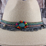Fedora Hat Summer Women's Straw Hat Sun Protection Adjustable Top Hat Beach Travel Straw Hat