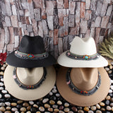 Fedora Hat Summer Women's Straw Hat Sun Protection Adjustable Top Hat Beach Travel Straw Hat