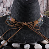 Fedora Hat Summer Women's Straw Hat Sun Protection Adjustable Top Hat Beach Travel Straw Hat
