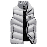 Men's Vest Casual Sleeveless Jacket Men Jacket Autumn and Winter Men's Stand-up Collar Thick Solid Color down Cotton-Padded Jacket Slim Fit plus Size Casual