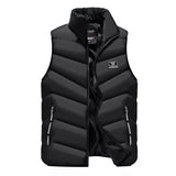 Men's Vest Casual Sleeveless Jacket Men Jacket Autumn and Winter Men's Stand-up Collar Thick Solid Color down Cotton-Padded Jacket Slim Fit plus Size Casual
