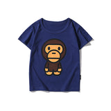 A Ape Print Baby Milo for Kids Shirt Children's Wear for Spring and Summer Milo Monkey Cartoon Pattern Cotton Short Sleeve No Stretch Crew Neck T-shirt