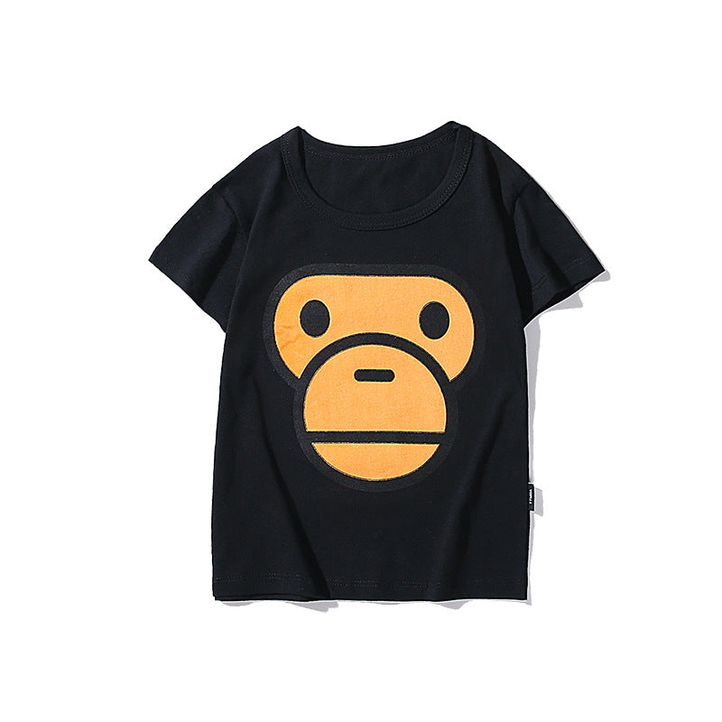 A Ape Print Baby Milo for Kids Shirt Children's Monkey Cartoon Casual Cotton Short Sleeve Boys and Girls T-shirt