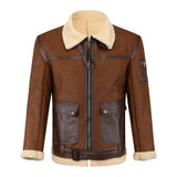 Two Tone Leather Jacket Street Cool Coat Fur Personality Coat for Men