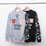 A Ape Print Sweatshirts Autumn and Winter Men's Luminous round Neck Camouflage Printing Men and Women Brushed Hoody