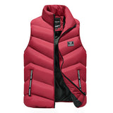 Men's Vest Casual Sleeveless Jacket Men Jacket Autumn and Winter Men's Stand-up Collar Thick Solid Color down Cotton-Padded Jacket Slim Fit plus Size Casual