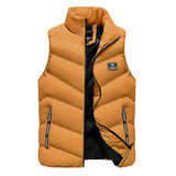 Men's Vest Casual Sleeveless Jacket Men Jacket Autumn and Winter Men's Stand-up Collar Thick Solid Color down Cotton-Padded Jacket Slim Fit plus Size Casual