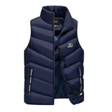 Men's Vest Casual Sleeveless Jacket Men Jacket Autumn and Winter Men's Stand-up Collar Thick Solid Color down Cotton-Padded Jacket Slim Fit plus Size Casual