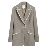 Women Skirt & Blazer Suit Uniform Designs Formal Style Office Lady Bussiness Attire Winter New Contrast Color Wool Suit Jacket Skirt