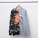 A Ape Print Sweatshirts Autumn and Winter Men's Luminous round Neck Camouflage Printing Men and Women Brushed Hoody