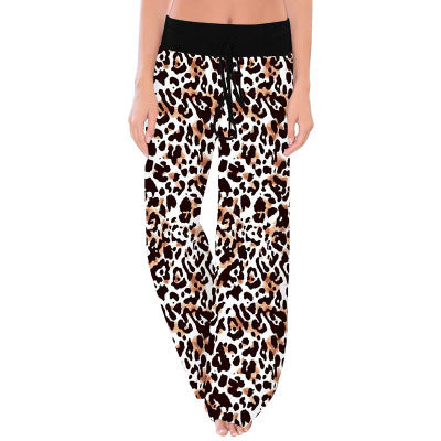 Wide Leg Print Pants Leopard Print Comfort and Casual Elastic Rope Pajama Pants Wide Leg Pants for Women