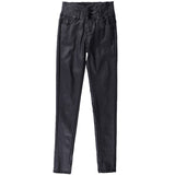 Leather Leggings Autumn and Winter Matt High Waist Velvet Padded Leather Pants Skinny Slimming Black with Extra Lining Skinny Pants
