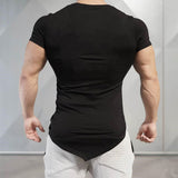 Captain America T Shirt Men's Oblique V-neck Bodybuilding Workout Short Sleeve T-shirt
