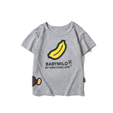 A Ape Print for Kids T Shirt Banana Stamp Boys and Girls Children's Cotton Short-Sleeved T-shirt