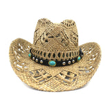 Wester Hats Spring/Summer Western Cowboy Hat Hand-Woven Straw Hat Couples' Cap Travel Sun Hat