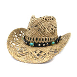 Wester Hats Spring/Summer Western Cowboy Hat Hand-Woven Straw Hat Couples' Cap Travel Sun Hat