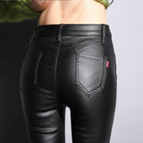 Leather Leggings Fleece-Lined Thickened Women 'S Pu Base Leather Pants Autumn And Winter